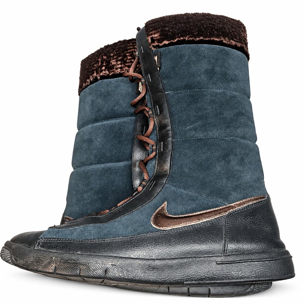 Nike Women’s Faux Fur Lined Winter Boots Black Lace Up Sz 10 317245